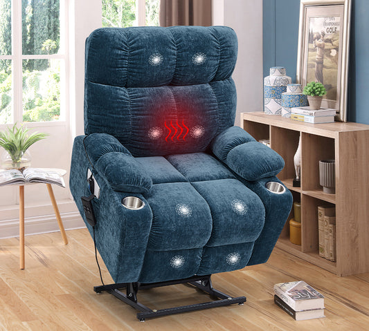 Electric Power Lift Recliner Chair with Dual OKIN Motors, Heat Massage, and Adjustable Positions