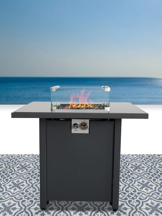 Outdoor 30-Inch Steel Grey Fire Pit with Propane/Natural Gas Fuel Option