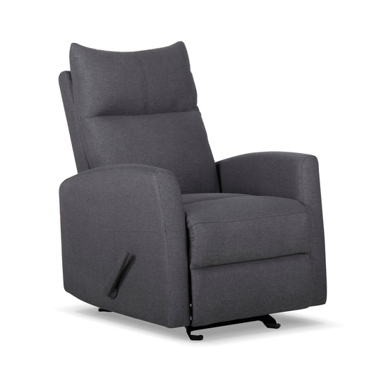 Comfortable Smoke Fabric Manual Glider Recliner