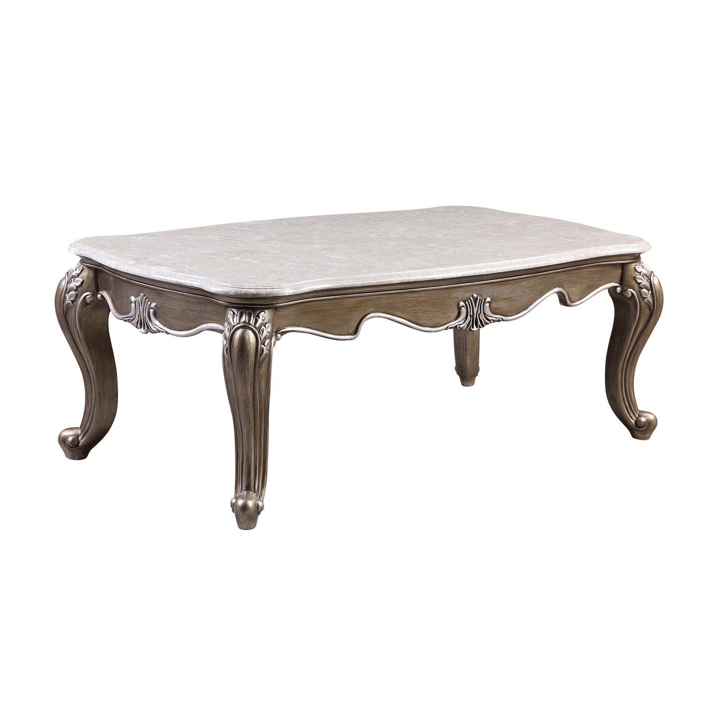 Elozzol Marble Top Coffee Table with Antique Bronze Finish LV00302