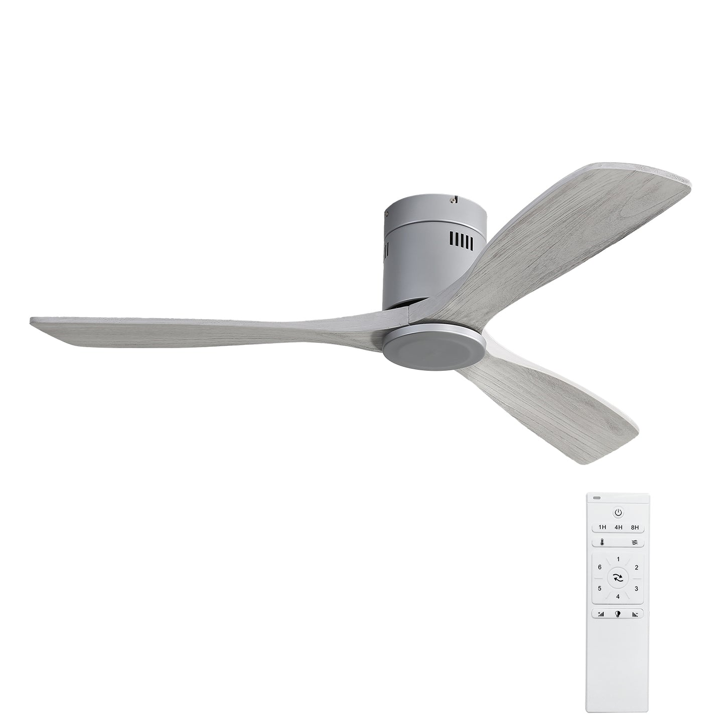 52 Modern Wood Blade Ceiling Fan with Remote Control - Noiseless Reversible Motor