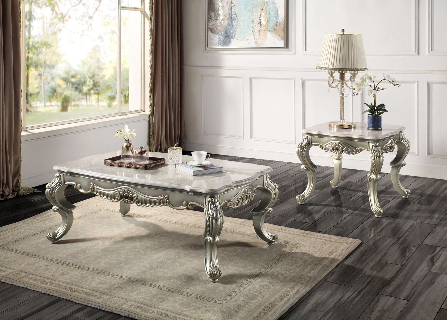 Luxury Marble and Bronze Coffee Table