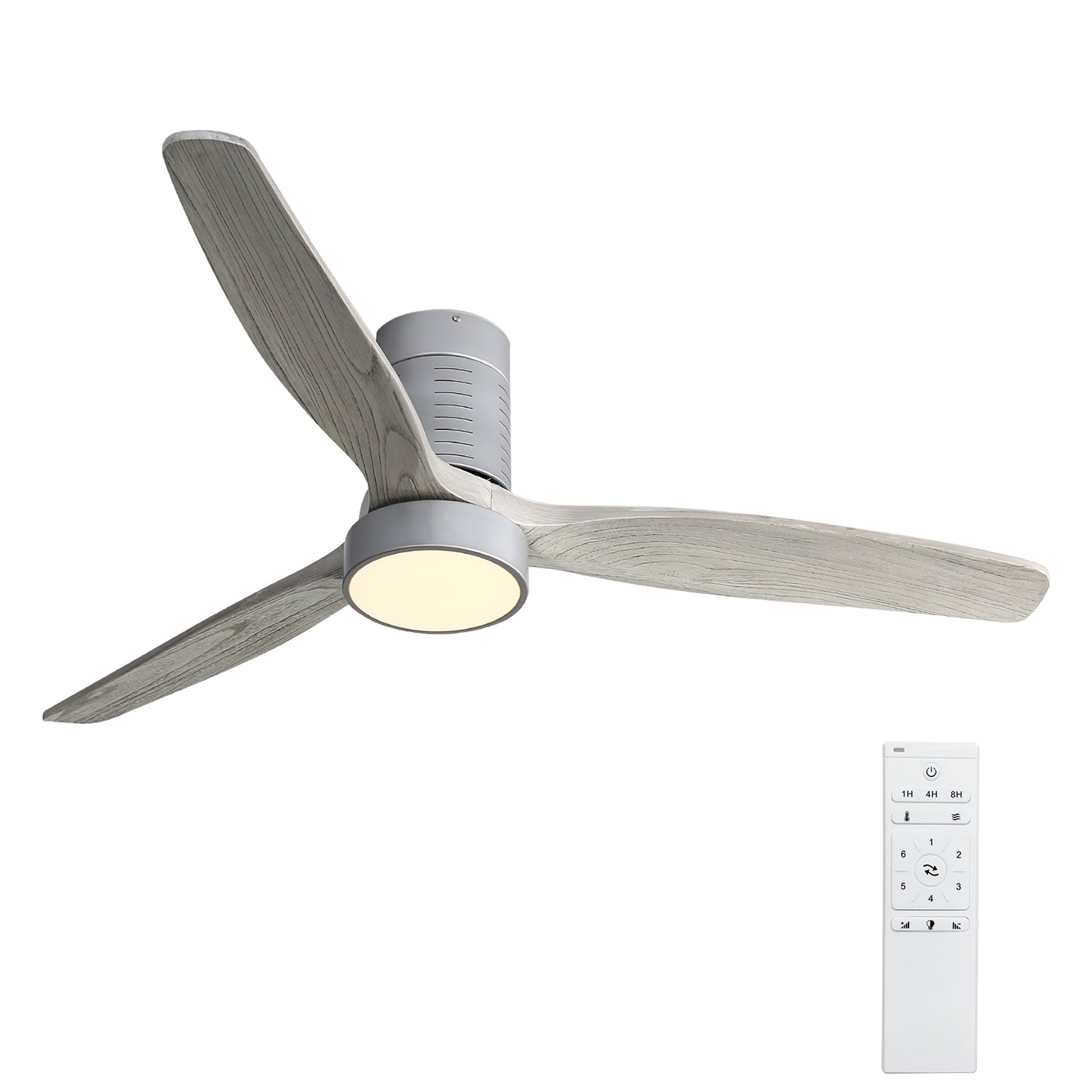 52 Inch Smart DC Remote Control LED Ceiling Fan with Reversible Wood Blades