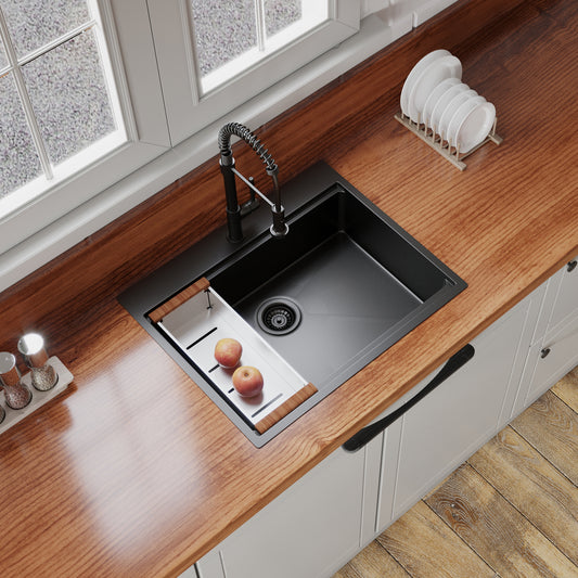 Black Stainless Steel Workstation Sink with Accessories