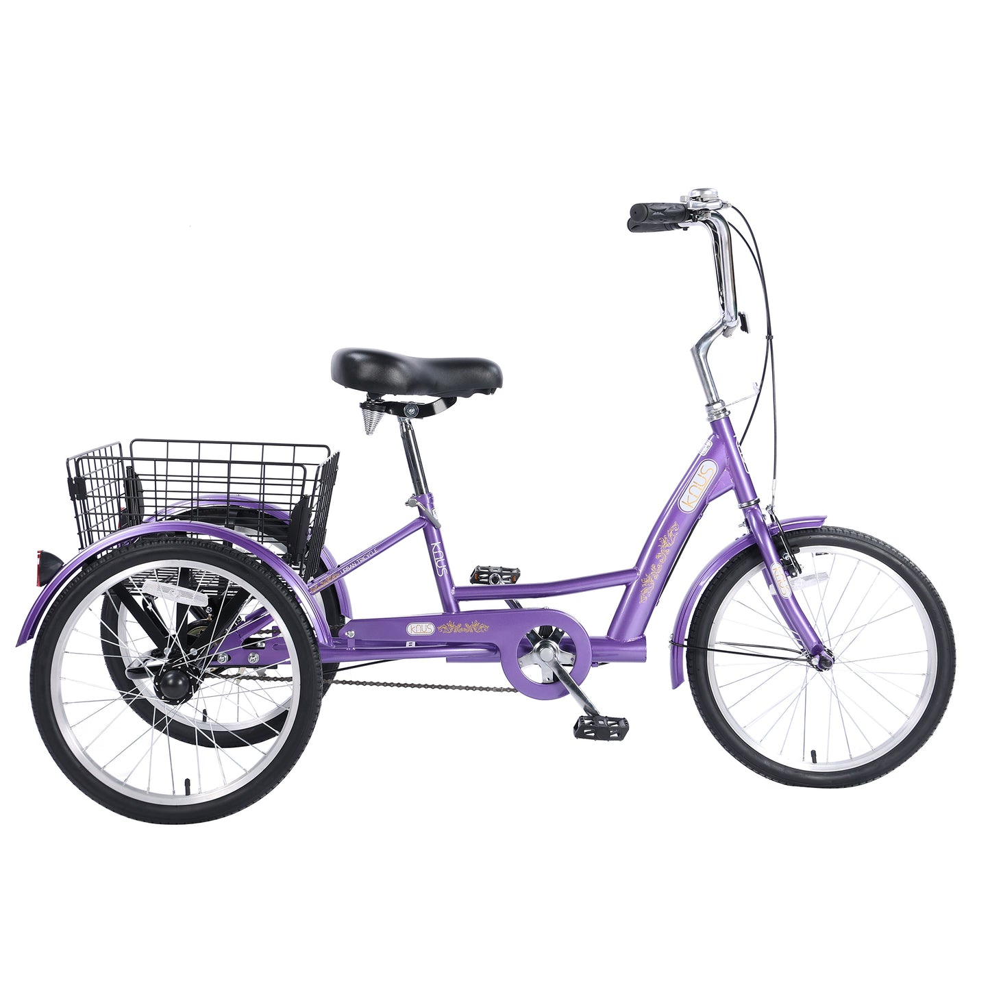 26" European Adult Tricycles 3 Wheel W/Installation Tools with Low Step-Through, Large Basket, Tricycle for Adults, Women, Men