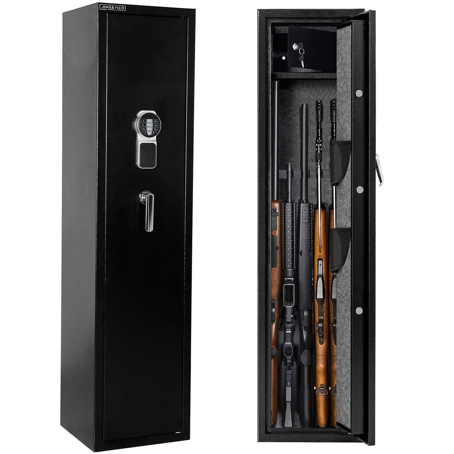 Secure 5-Gun Rifle and Pistol Safe with Quick Access, Electronic Keypad Lock