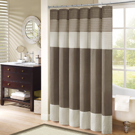 Exquisite Pintucked Faux Silk Shower Curtain