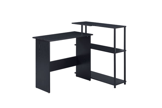 Ievi Black Industrial Writing Desk with Low Bookshelf