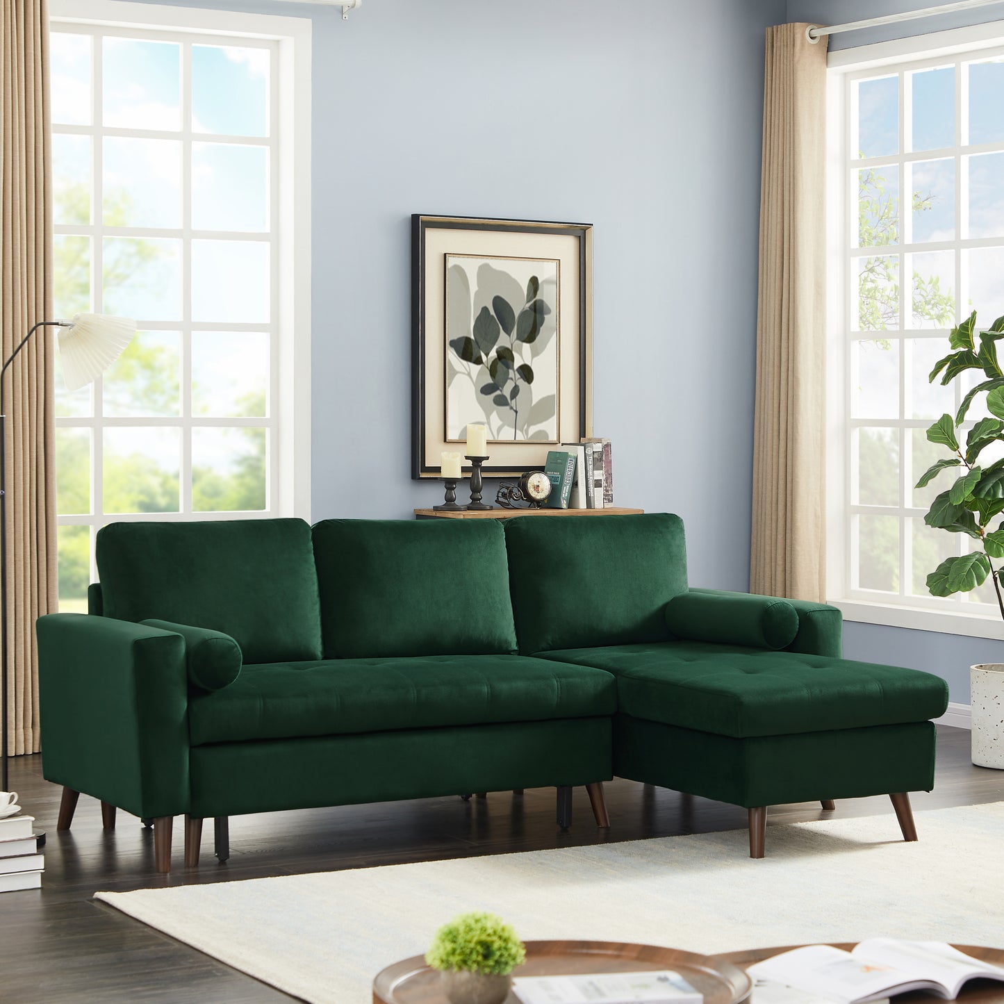 Corner Sleeper Sectional Sofa with Reversible Chaise and Storage