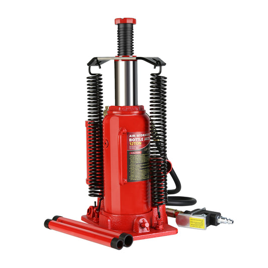 12-Ton Air Hydraulic Bottle Jack with 2-Section Long Handle