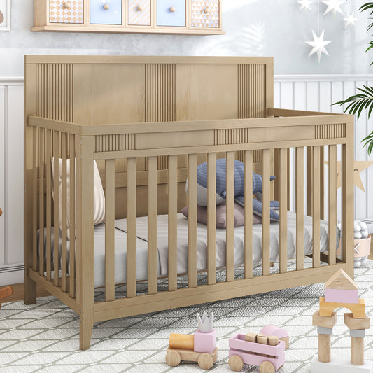 Certified Baby Safe Crib, Pine Solid Wood, Non-Toxic Finish, Hazel Wood