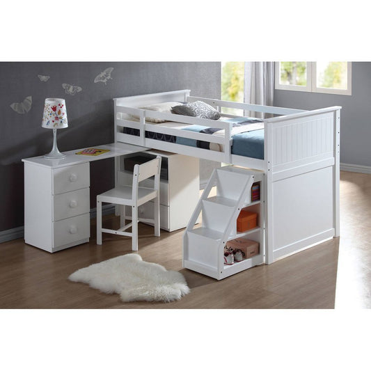 Wyatt Loft Bed & Storage in White 19405