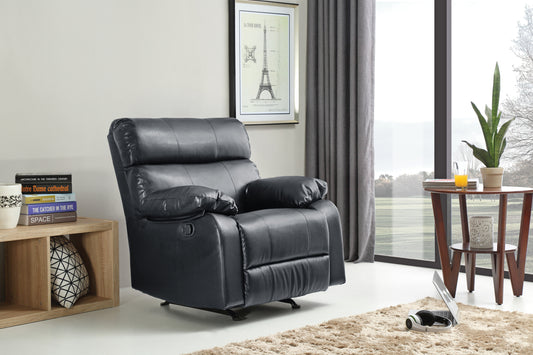 Black Rocker Recliner with Pub Back Design