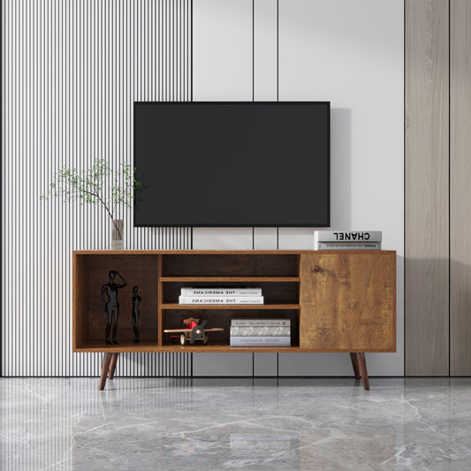 High-Quality Walnut TV Stand with Ample Storage and Sturdy Construction