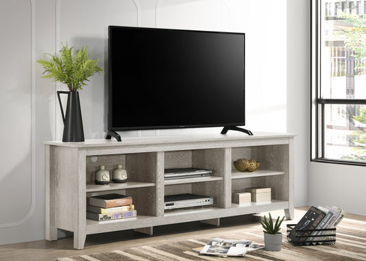 Benito Dusty Gray 70 Wide TV Stand with Adjustable Storage and Cable Management