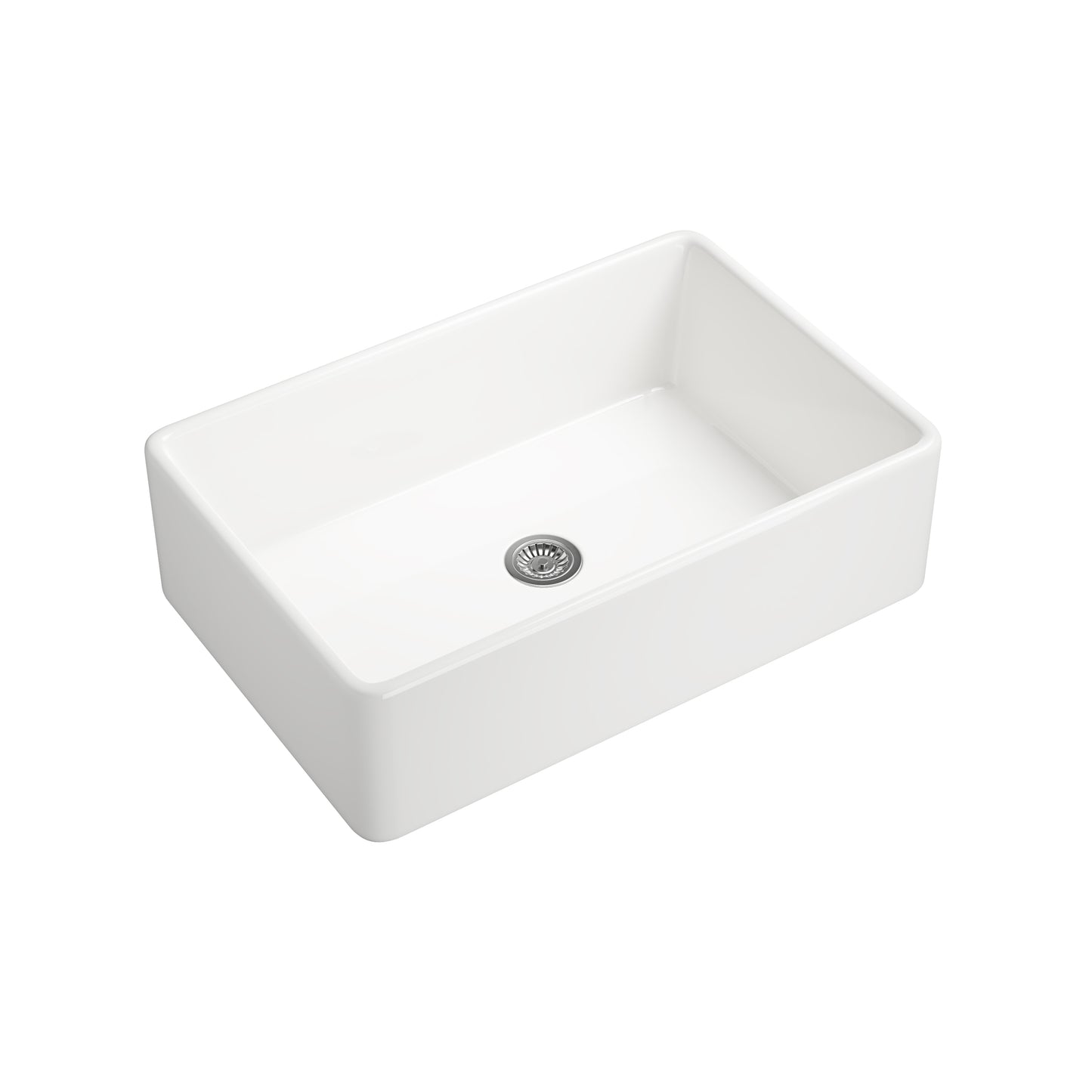 White Ceramic Farmhouse Kitchen Sink with Deep Apron Front