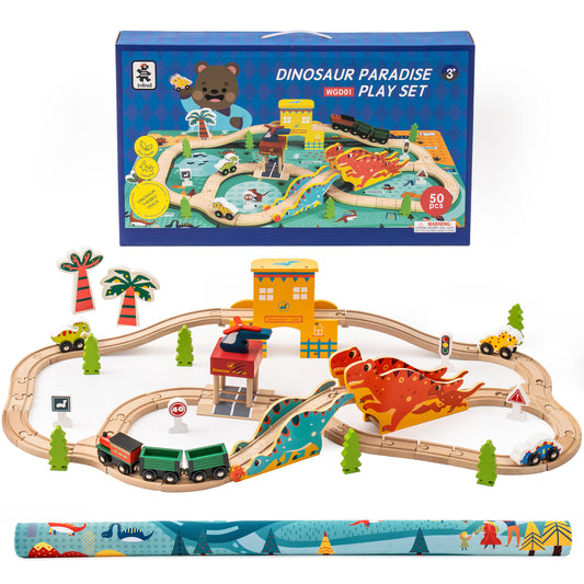 Magnetic Wooden Train Set with Tracks and Accessories