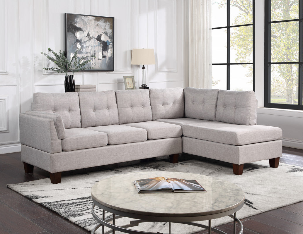 Light Gray Linen Modern Sectional Sofa with Right-Facing Chaise - Dalia Collection