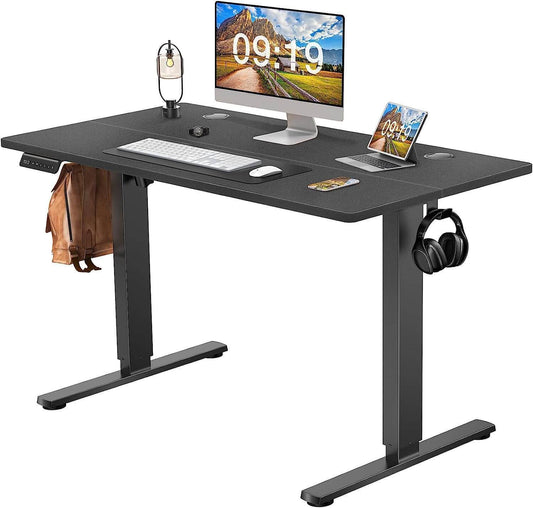 Height-Adjustable Electric Desk with Cord Management, Black, 48'' x 24''