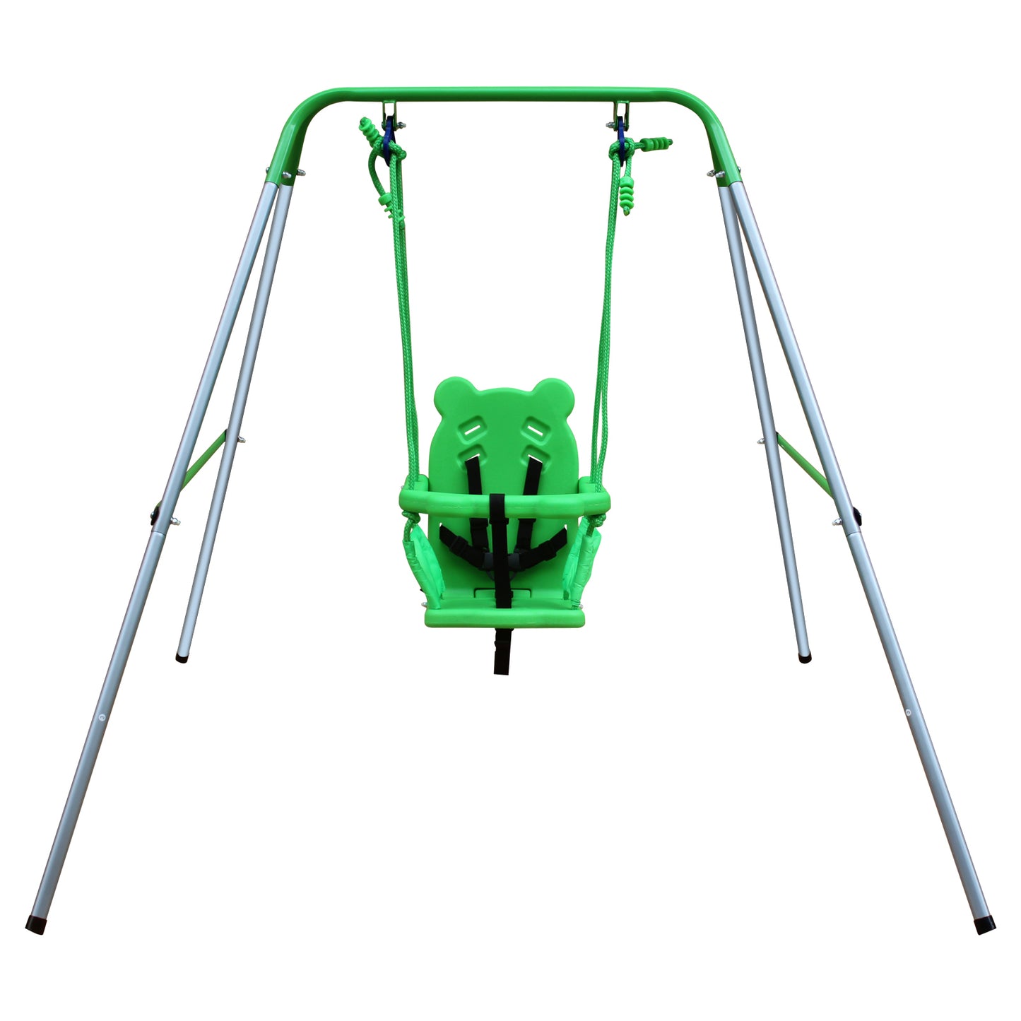 Portable Toddler Baby Swing Set for Indoor and Outdoor Use with Safety Harness and Handrails