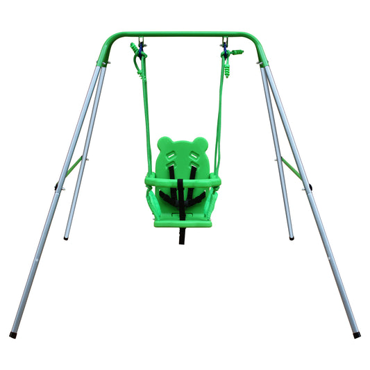 Portable Toddler Baby Swing Set for Indoor and Outdoor Use with Safety Harness and Handrails