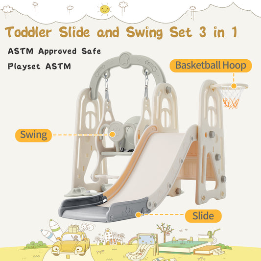 3 in 1 Toddler Swing and Slide Playset with Alphabet Theme