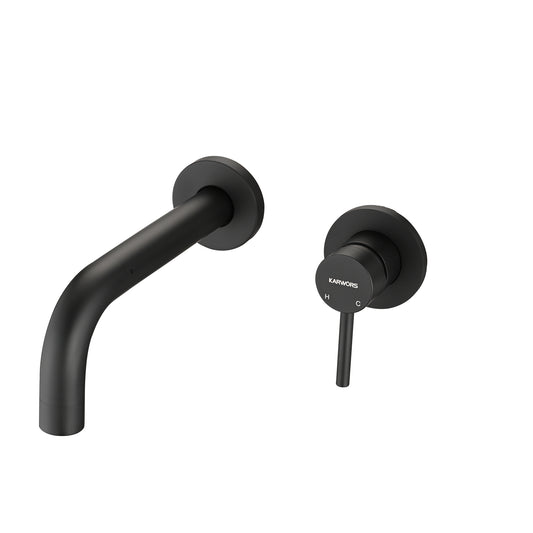 Matte Black Wall-Mount Bathroom Faucet with Rustproof Design