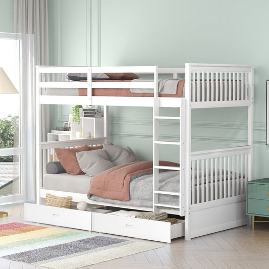 Twin Bunk Bed with Storage Drawers and Versatile Layout