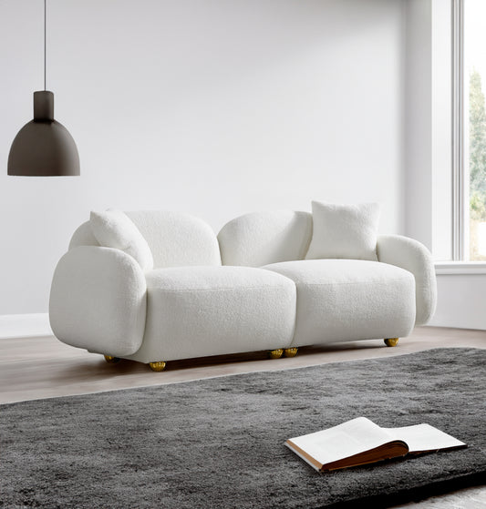 Luxurious 77.95 Plush Teddy Fabric Sofa - Ultimate Comfort and Style