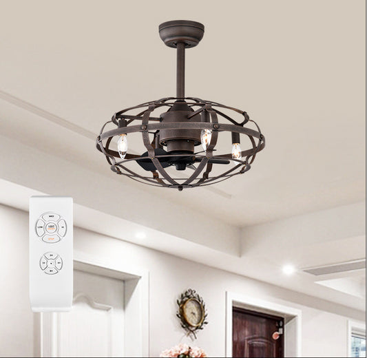 Modern Bladeless Ceiling Fan with Remote Control and Adjustable Height - Rust Red Industrial Style