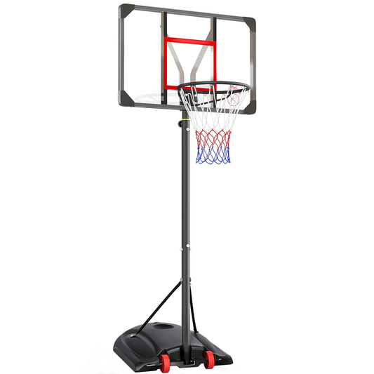 Basketball System,Adjustable Height 77" - 102"(6.46ft - 8.53ft) Portable Impact Backboard Outdoor Basketball Hoop with 33" PE Backboard for Adult