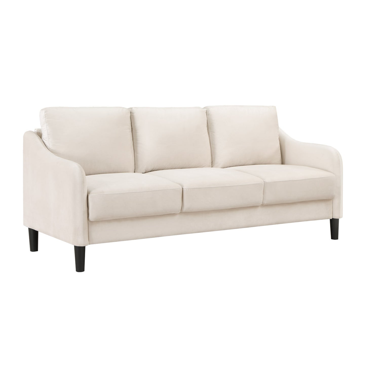 Modern  3-Seater Sofa for Small Space, Velvet Beige