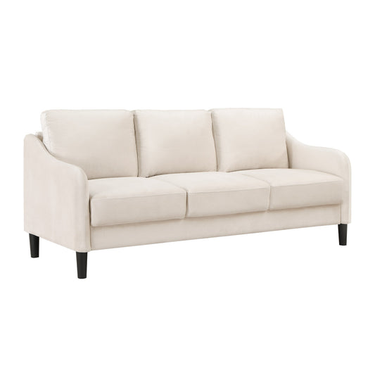 Modern  3-Seater Sofa for Small Space, Velvet Beige