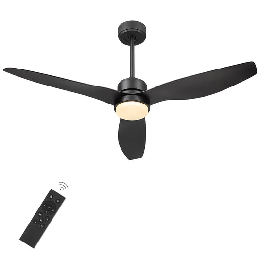 52-Inch Contemporary LED Ceiling Fan with Remote Control, Matte Black