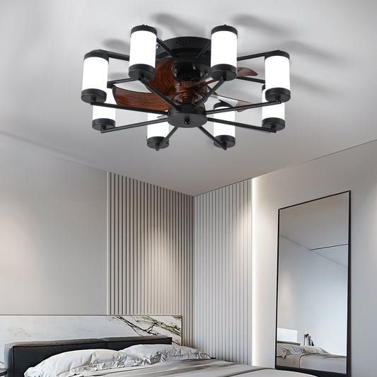 Windmill-inspired 21.7 inch Ceiling Fan Light - Flush Mount Fan with Remote Control, Timer, Black