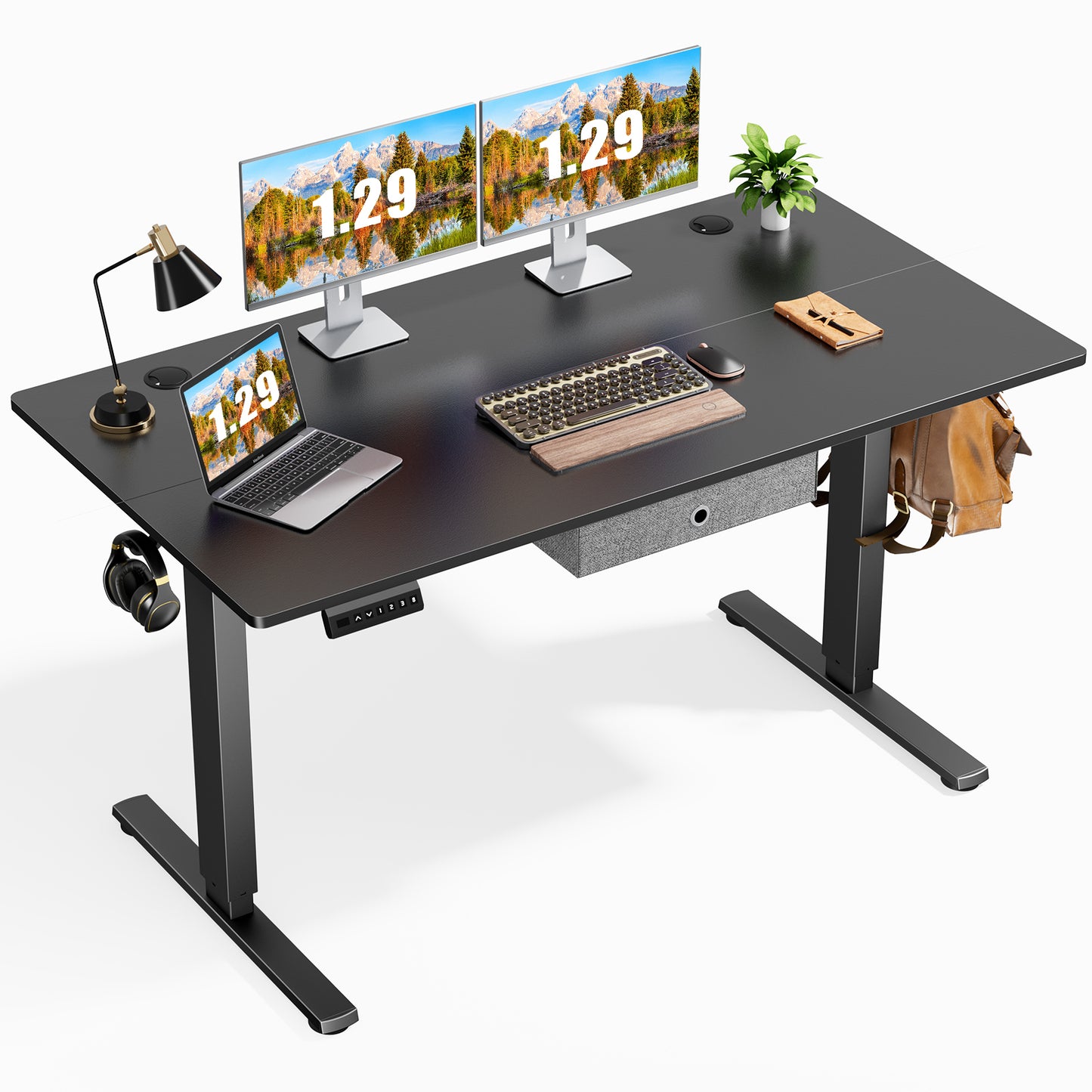 Versatile Ergonomic Electric Standing Desk with Spacious Drawer - Adjustable 55 x 24 Inches Black