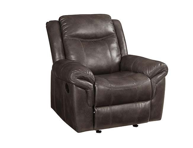 Lydia Glider Recliner with Cupholders, USB Ports, and Brown Leather Aire