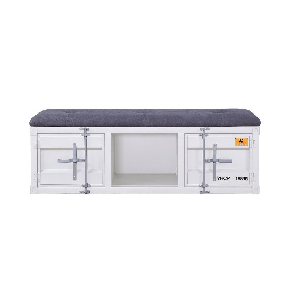 ACME Cargo Bench (Storage), Gray Fabric & White 35912