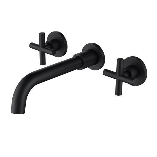 Modern Black Brass Bathroom Sink Faucet with Wall Mount