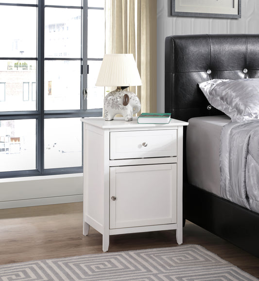 Izzy G1417-N-90 1 Drawer /1 Door Nightstand , White