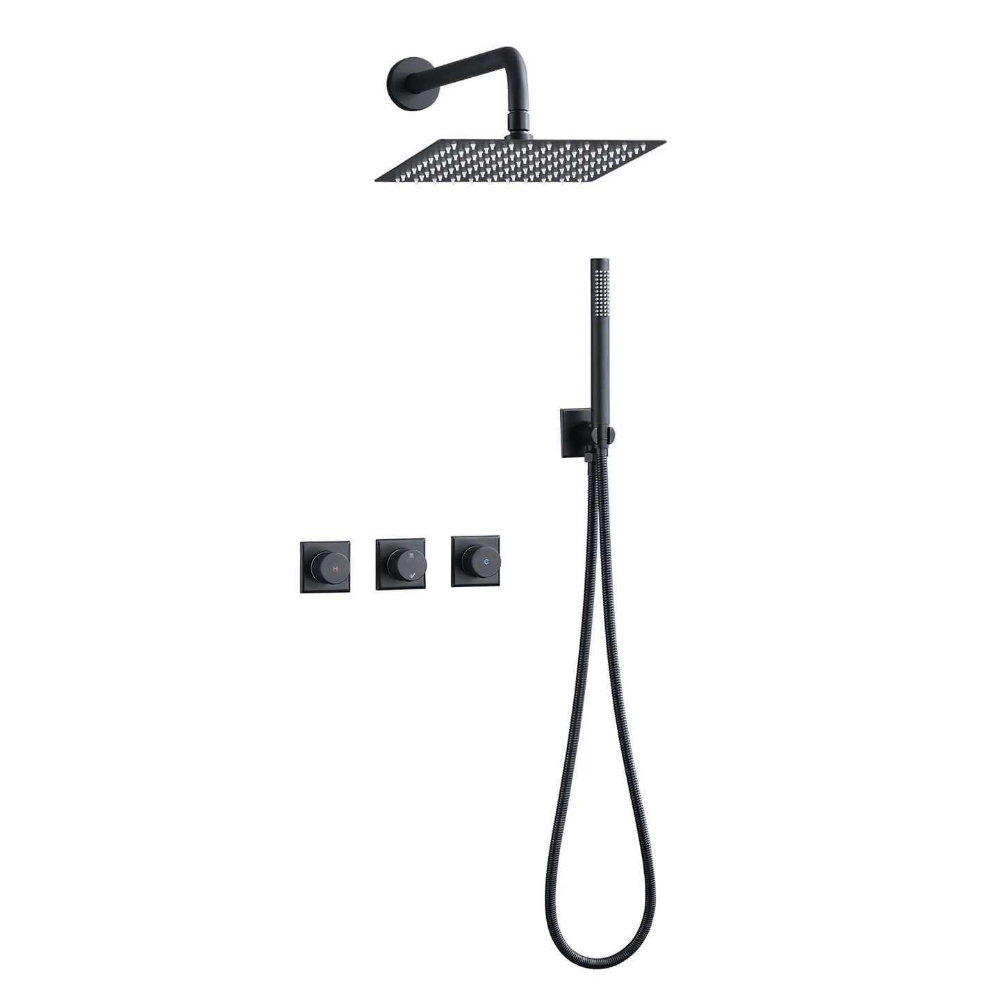 Luxurious Matte Black Rainfall Shower Fixture Set with Dual Shower Head System