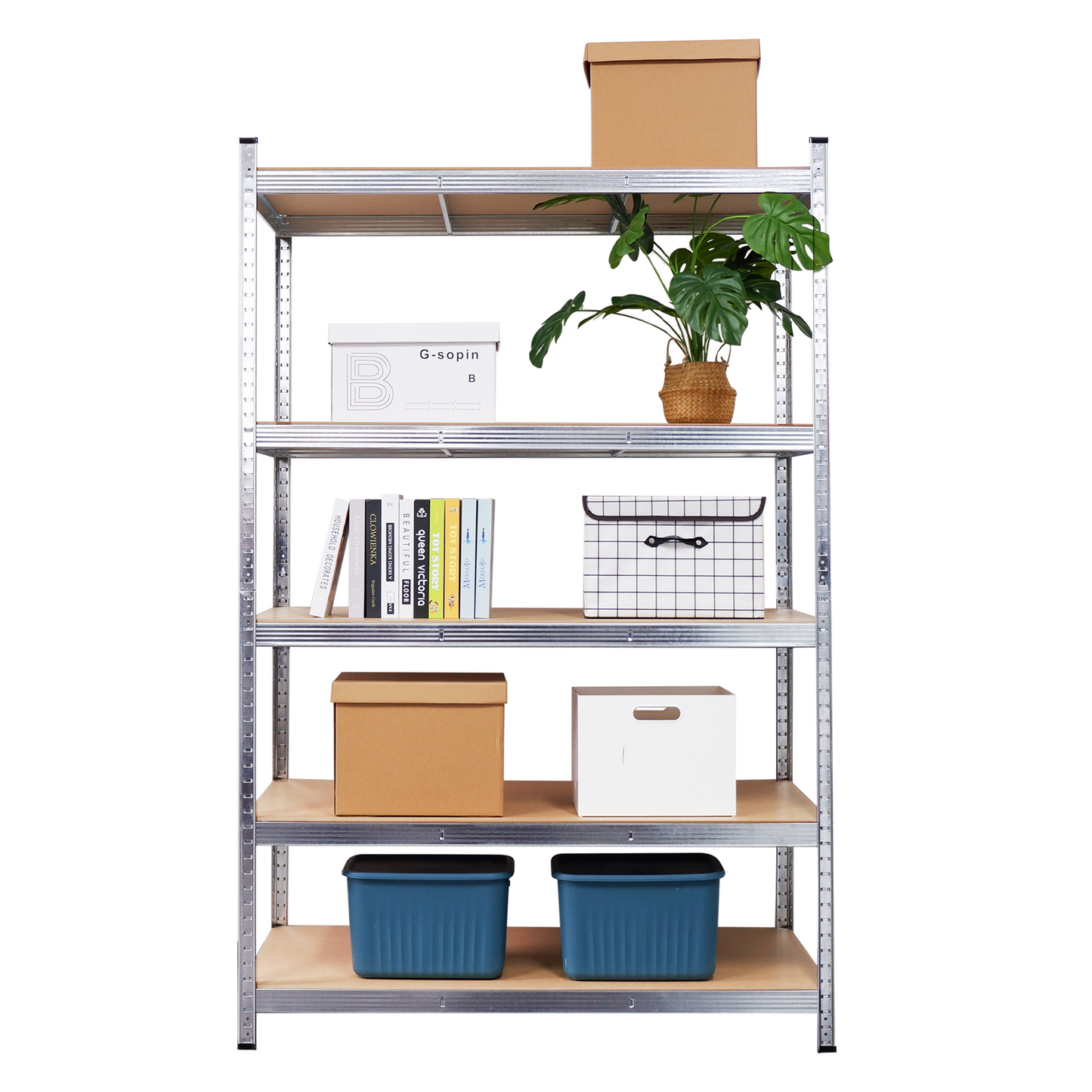 5-Tier Utility Shelves, Metal Storage Shelves Garage Shelving Unit Adjustable Garage Storage Shelves Storage Racks Heavy Duty Shed Shelving- Silver,49.2×23.6×71Inch