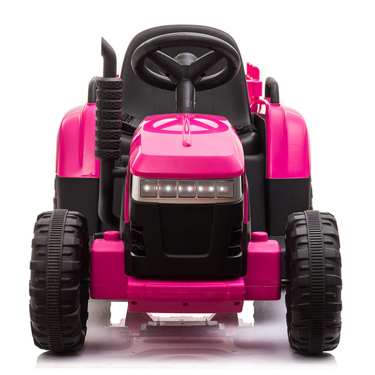 12V Kids Ride-On Tractor with Trailer and Music, Rosy