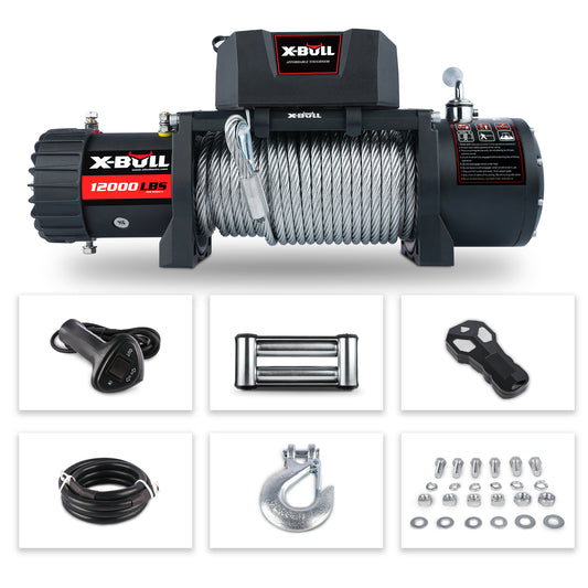 X-BULL 12000 LBS Electric Winch with Wireless Remote Control and Steel Cable