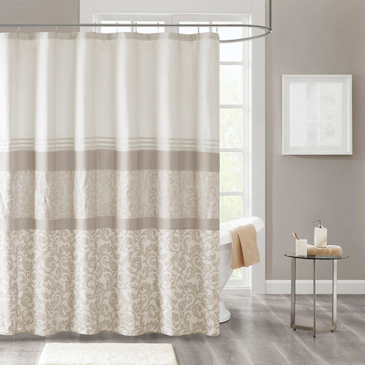 Elegant Embroidered Microfiber Bathroom Shower Curtain