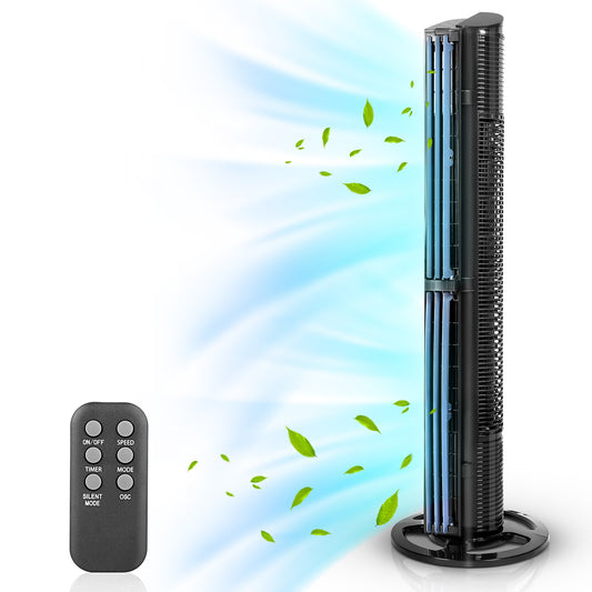 Revolutionary Cooling: HealSmart 40 Inch Bladeless Tower Fan with Aromatherapy Diffuser and Insertable Smart Remote