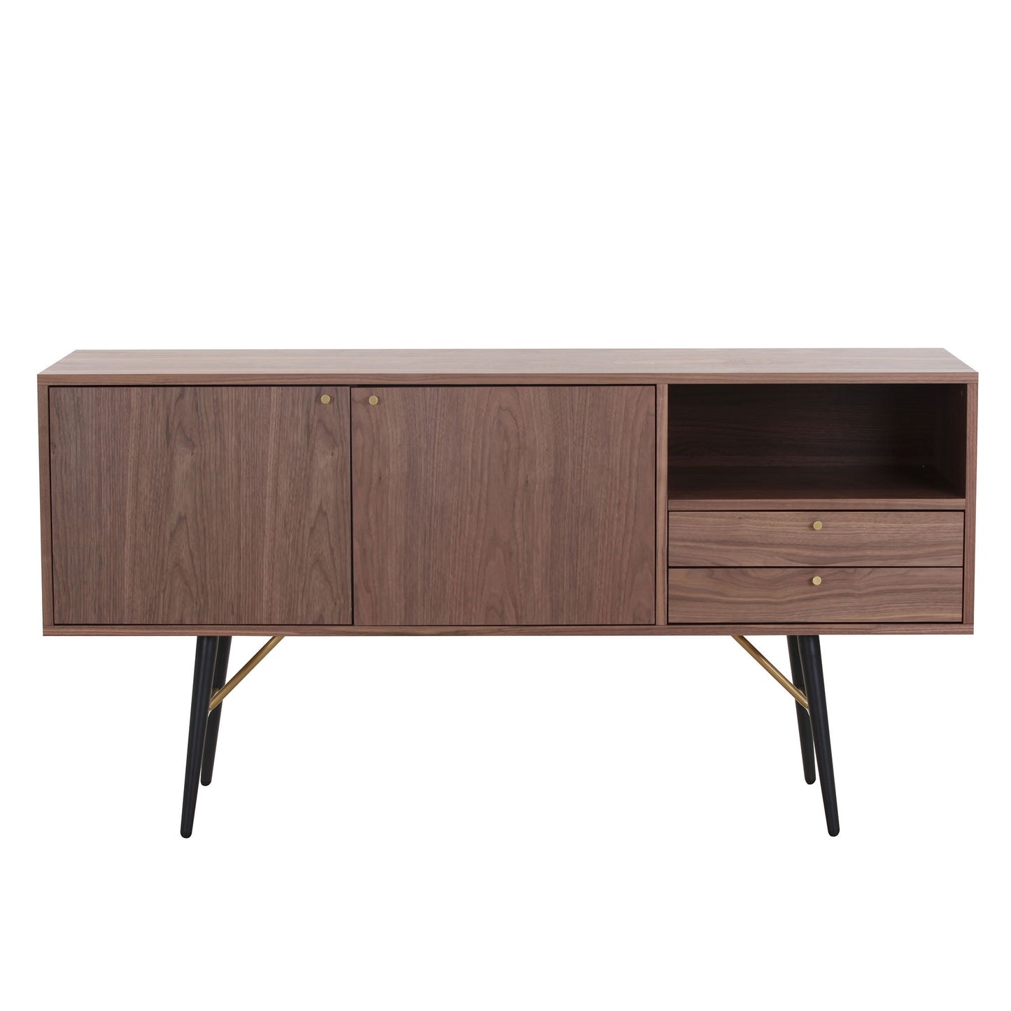 Versatile Modern Walnut Sideboard Buffet with Ample Storage and Waterproof Surface