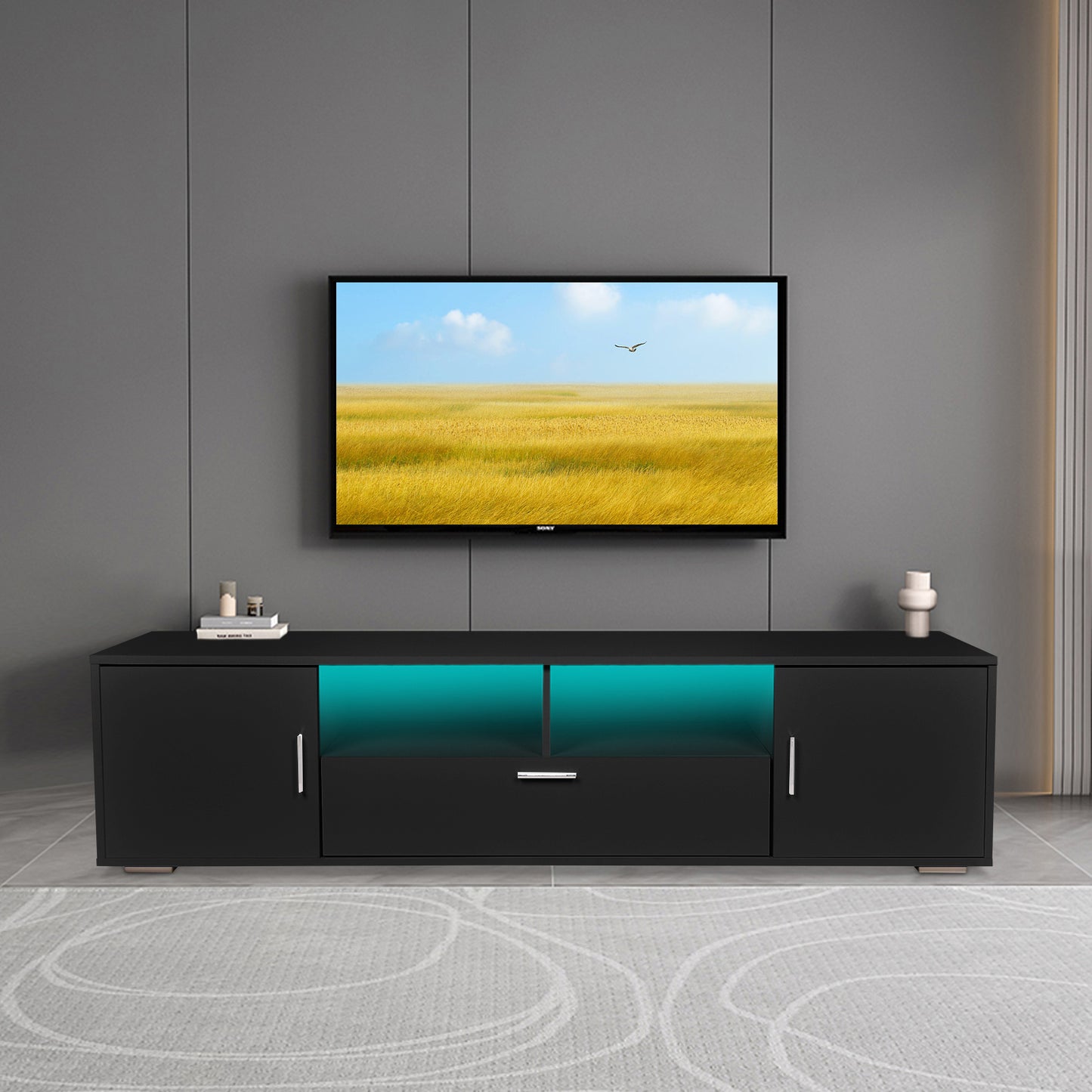 Sleek LED TV Stand with Storage - Enhanced Entertainment Center for Up to 75-inch TVs