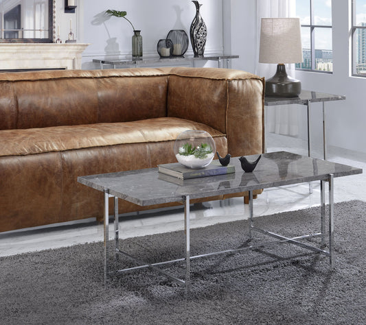 Elegant Marble and Chrome Coffee Table