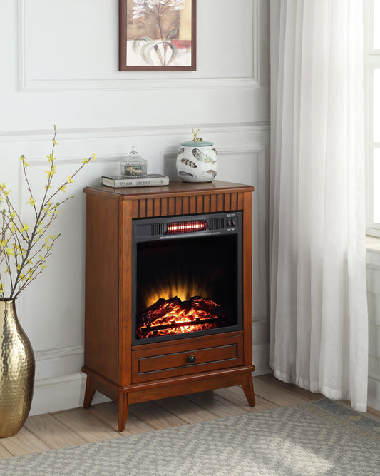 Electric Fireplace Table with Walnut Finish - Compact and Charming